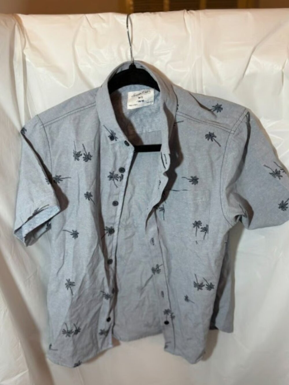 Sovereign Code Kid Boys Short Sleeve Palm Tree Shirt Size 14–16 Button-Up